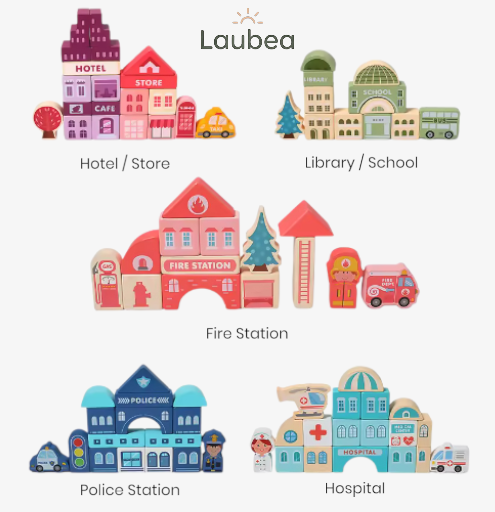 Montessori Wooden City Builder Set