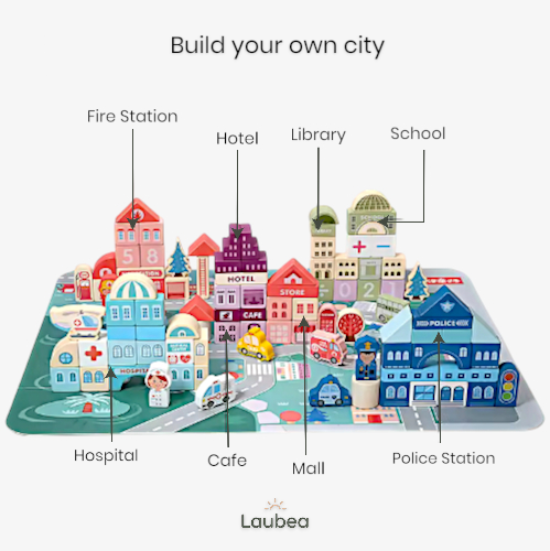 Montessori Wooden City Builder Set