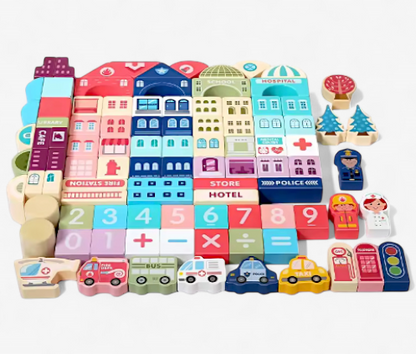 Montessori Wooden City Builder Set